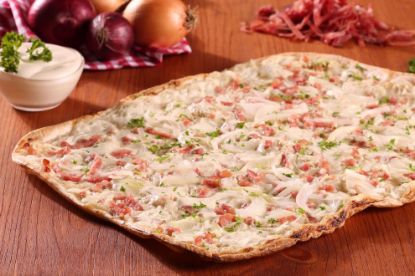 Musterpaket mit fixfertigen tiefgekühlten Flammkuchen Premium